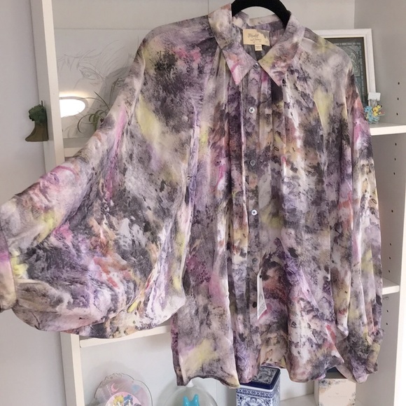 ELIZABETH&JAMES Sheer Silk Blouse & Mini Skirt Set - Picture 5 of 16